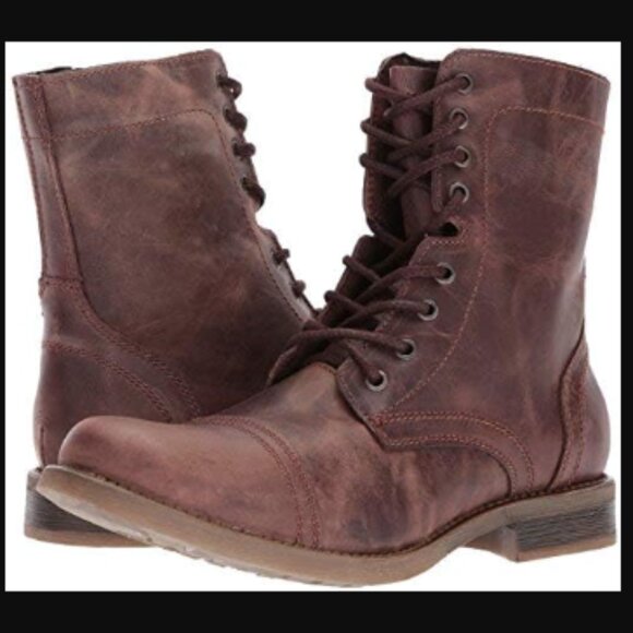 NIB Steve Madden Men's Genuine Leather Combat Boots, 11.5 Wide - Picture 2 of 13